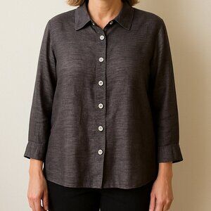Habitat Womens Mother of Pearl Lagenlook Button down shine top Size Small
